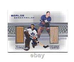 2000-01 Be a Player Game Used GOALIE MEMORABILIA T SAWCHUK/J BOWER MAPLE LEAFS