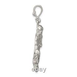 925 Sterling Silver Hockey Goalie Stick Puck Glove Player Necklace Charm Pendant