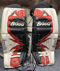 BRIAN's BEAST ice HOCKEY GOALIE PADS red white black 30 see notes on sizing