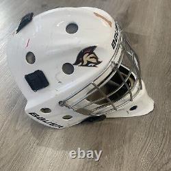 Bauer NME Goalie Mask Senior Size Large Fit 7 1/2-7 5/8 Game Worn Used White