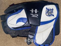 Heaton Helite Six 6 Vintage Goalie Glove & Blocker Set White Blue Black Used