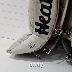 Heaton Helite-Z (31) Goalie Pads Straps Ice Hockey Goal White Red Black 79cm