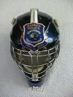 ICE HOCKEY GOALIE MASK WITH CAGE FIBERGLASS OR MADE With KEVLAR 911 POLICE TRIBUTE