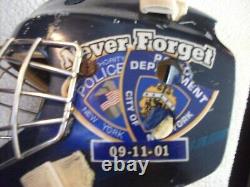 ICE HOCKEY GOALIE MASK WITH CAGE FIBERGLASS OR MADE With KEVLAR 911 POLICE TRIBUTE