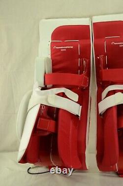 True Catalyst 7X3 Pro Goalie Leg Pads Senior Size 33+2 White/Red (1221-8254)