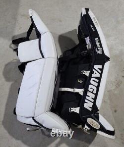 Vaughn Velocity V5 Ice Hockey Goalie Pads SR 36 + 1.5 White & Blue Custom