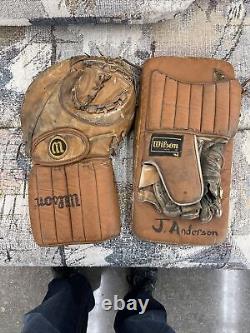 Vintage Wilson Leather Hockey Goalie Glove Pad H-8324 And Glove Horsehide