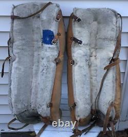 Vintage Wilson Leather Hockey Goalie Pads Used VERY COOL FREE SHIPPING