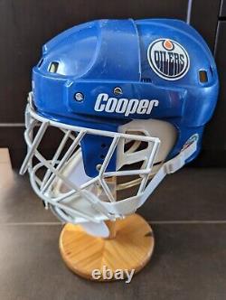 Casque de gardien de but Cooper SK2000 HM30 Dangler Grant Fuhr pour les Oilers d'Edmonton en hockey