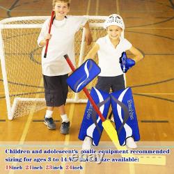 Équipement de hockey sur glace pour gardien de but, pack de coussins de protection pour adolescent et adulte, bleu noir
