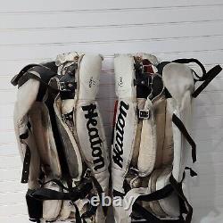 Heaton Helite-Z (31) Sangles de jambières de gardien de but de hockey sur glace blanc rouge noir 79cm