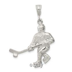 Pendentif de collier de joueur de hockey en argent sterling 925 avec bâton de gardien de but, rondelle et gant