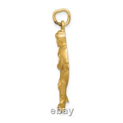 Pendentif de collier de joueur de hockey en or jaune 14 carats avec bâton de gardien de but, rondelle et gant de sport