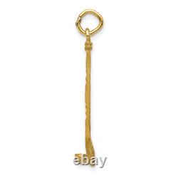 Pendentif de collier en or jaune 14K avec bâton de gardien de but de hockey, palet et gant