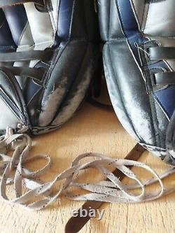 Protège-genoux de gardien de but de hockey senior Brians Air Pac utilisé taille 34 bleu
