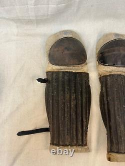 Protège-genoux et protège-tibias en cuir pour gardien de but de hockey sur glace Vintage Spalding ancien pour hommes âgés