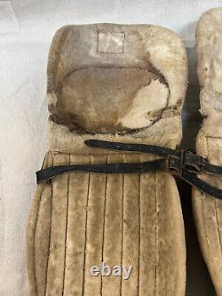 Protège-genoux et protège-tibias en cuir pour gardien de but de hockey sur glace Vintage Spalding ancien pour hommes âgés