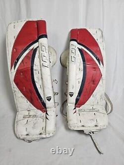 Rares coussinets de gardien de but de hockey sur glace personnalisés GDI vintage rouge, blanc et bleu fabriqués aux États-Unis