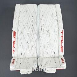 Véritable L20.2 Utilisé Pro Stock Jambières de Gardien de Hockey des New Jersey Devils NHL Blackwood